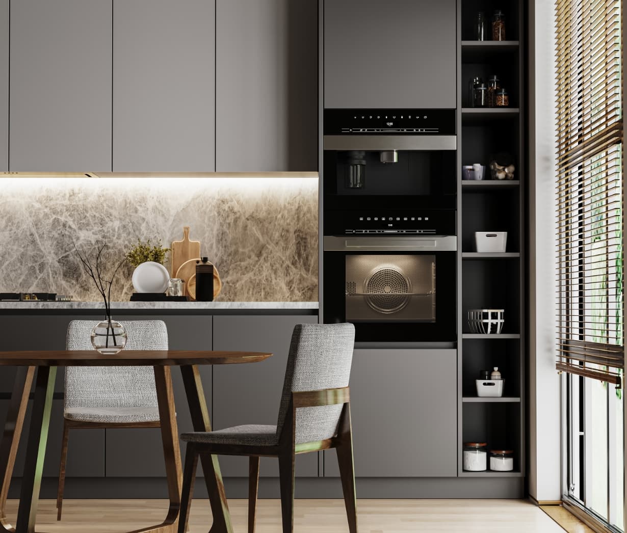 Bespoke oak kitchen with brass detailing